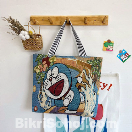 Cartoon Woven Tote Bag
